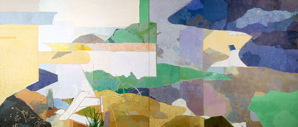 岡田謙三 《ダブル・ランドスケープ》 1974年 油彩・キャンバス 198.0×458.0cm 群馬県立近代美術館蔵