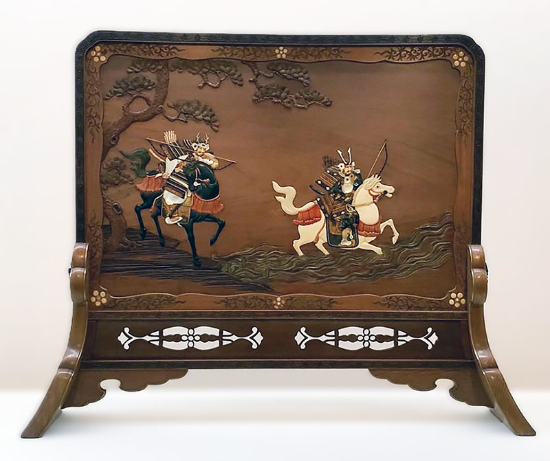 《宇治川合戦図象嵌衝立》江戸時代 (19世紀)