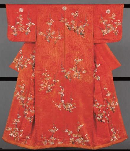 小袖 梅樹散し模様 江戸時代後期