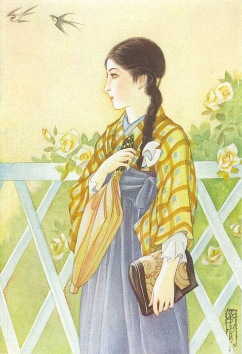 高畠華宵「まがきの薔薇」　昭和２年(1927)