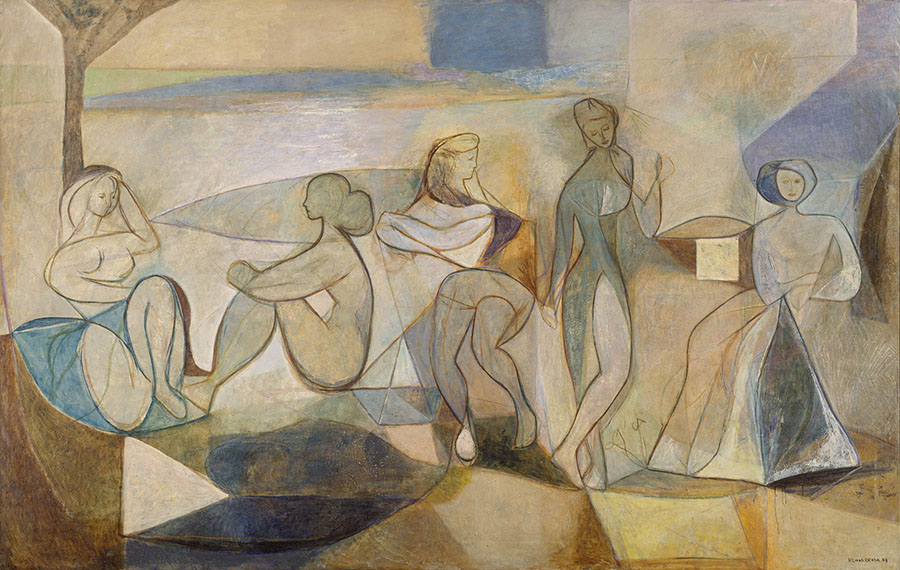 岡田謙三 《五人》1949年 油彩・キャンバス 202.2×319.2cm 目黒区美術館蔵