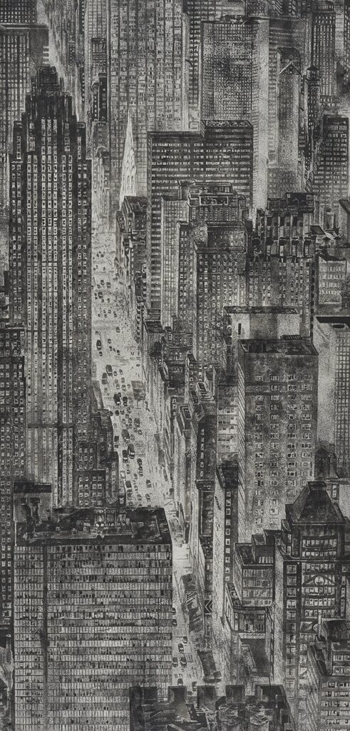 「摩天楼の道（五番街)」春の院展出品作(145x70)