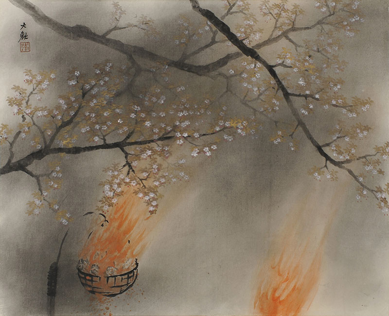 横山大観≪夜桜≫ 1947(昭和22)年 紙本彩色 55.9×68.8㎝