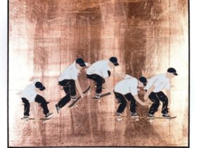 「be kind rewind #28」 S8号 顔料・膠・銅箔・和紙