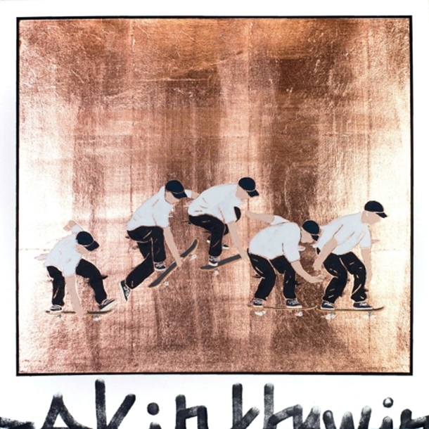 「be kind rewind #28」 S8号 顔料・膠・銅箔・和紙