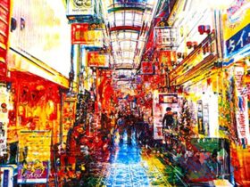 「THE CITY －Shinjuku－」 P15（500×652×20mm） ミクストメディア、キャンバス