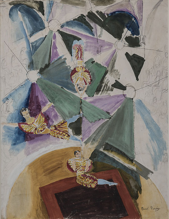 ラウル・デュフィ《サーカス》グァッシュ、インク、鉛筆・紙　公益財団法人平野政吉美術財団蔵