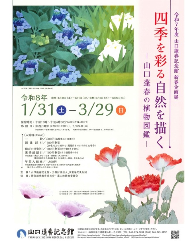 新春企画展「四季を彩る自然を描く 山口蓬春の植物図鑑」山口蓬春記念館