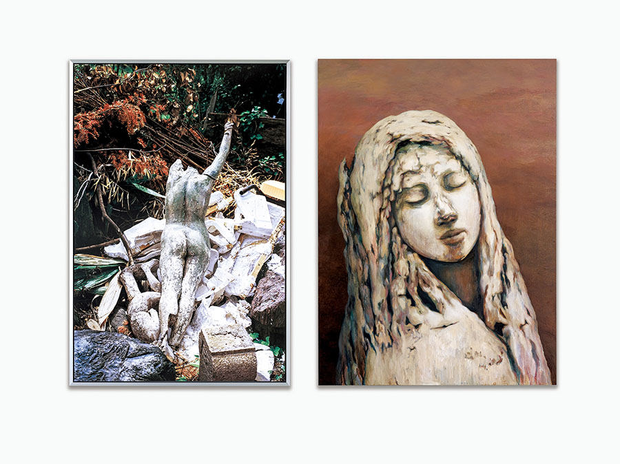 VOCA賞　戸田沙也加《語られざる者の残響》油彩、キャンバス、木製パネル、インクジェットプリント、アルミ複合板、額　231.0×336.0×5.0㎝