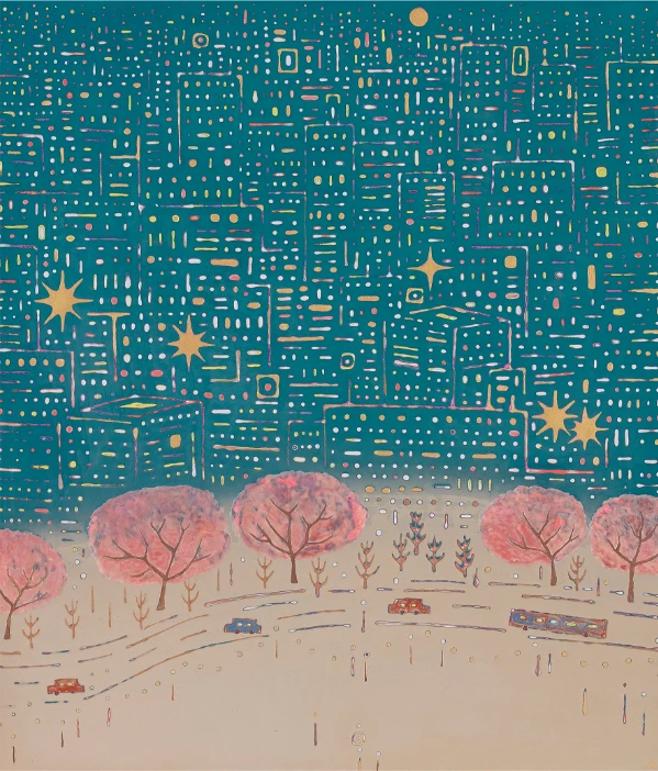 佐藤佑「光の層と街」（F10号）