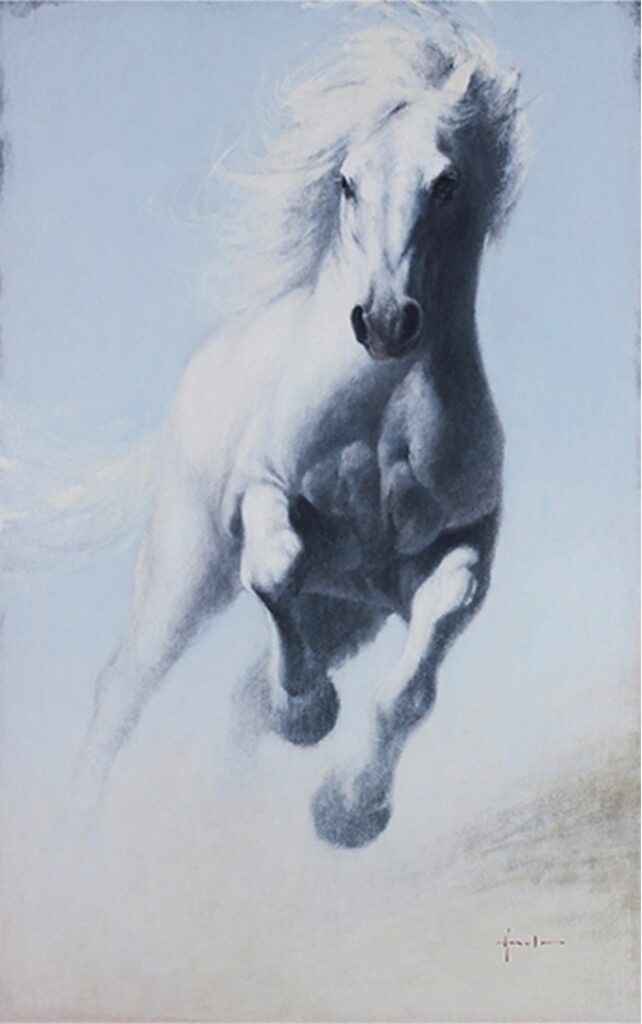 「天駆ける(白馬)」

M50、油彩