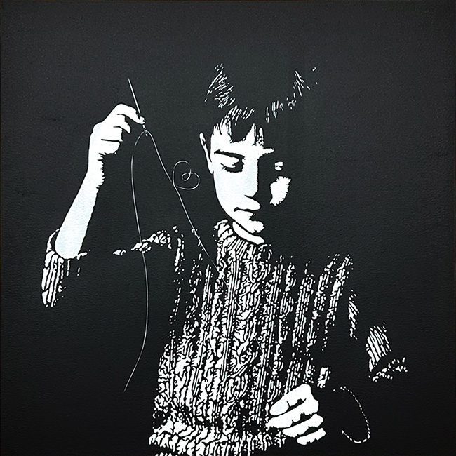 『Fraying (Off White) ED2/2』 60.6×60.6cm (12S) Hand Cutting Stencil Spray on Wooden Panel 2025年作