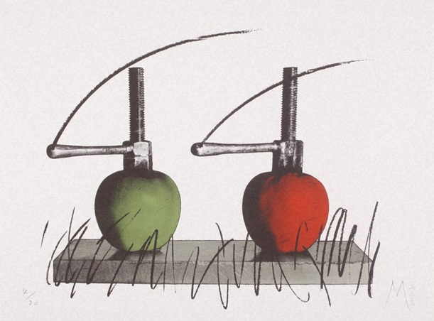 菊畑茂久馬 『オブジェデッサン』 二つの林檎 1979年 シルクスクリーン