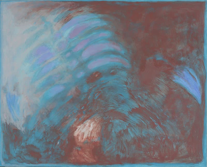 竹内 美樹《shape of ribs》2025年　油彩・クレヨン・鉛筆・カンヴァス　130.3×162cm