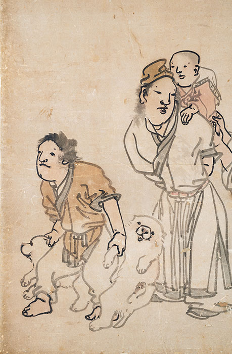 長沢蘆雪《唐子遊図襖（部分）》個人蔵　前期・後期展示