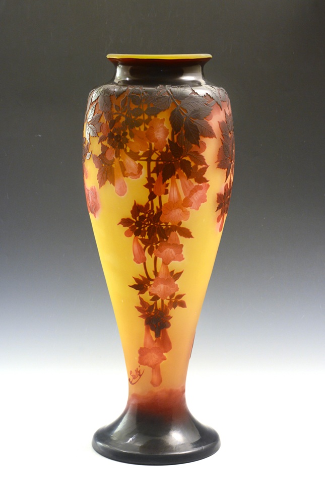 ガレ
「ノウゼンカズラ文大型花器」
60×22.5×22.5cm