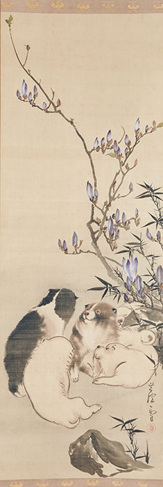 長沢蘆雪《木蓮狗子図》個人蔵　前期展示