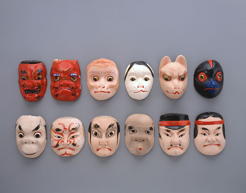 五関張り子「お面（各種）」埼玉県　大正～昭和時代