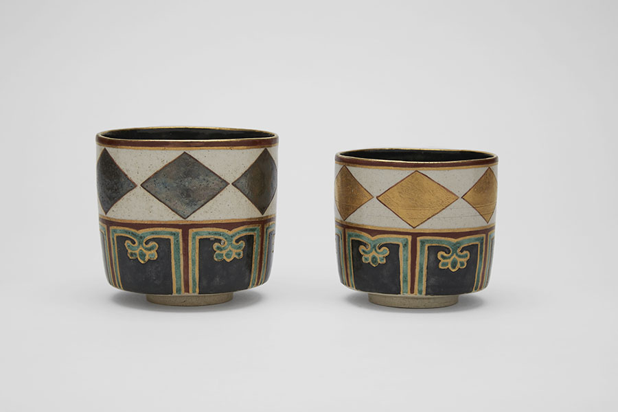 重文　色絵金銀菱文重茶碗　野々村仁清　江戸時代　17世紀