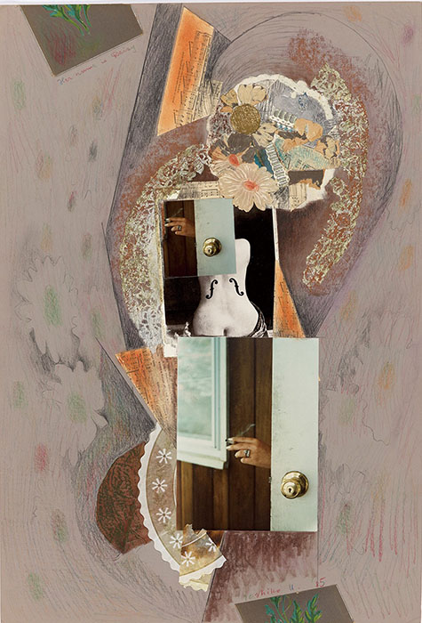 内間俊子《彼女の名はデイジー》1985年 コラージュ、パステル、紙 個人蔵