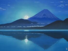 「月光富士」 30号 日本画