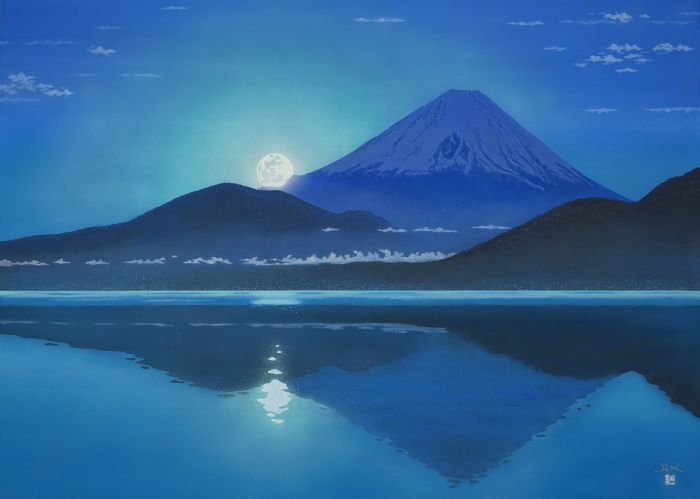 「月光富士」 30号 日本画
